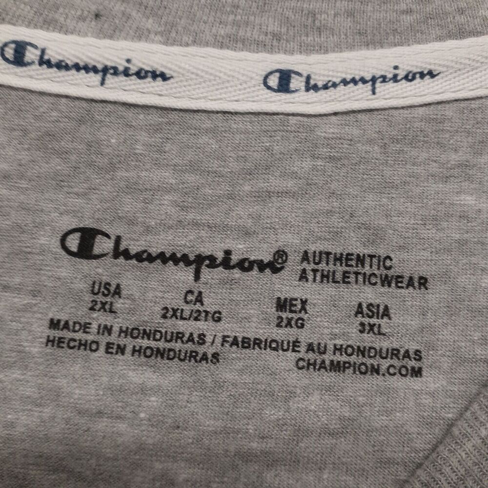 Champion Women Sz 2XL Gray Embroidered Patch Smiley Love Cropped T Shirt Y2K - Picture 2 of 9